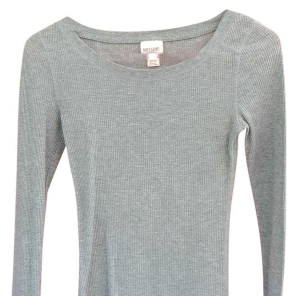 Gray Mossimo Supply Co. Long Sleeve Fitted T-Shirt